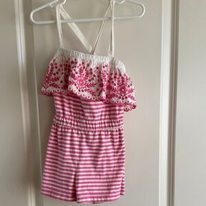Hanna Andersson Pink and White Striped Romper